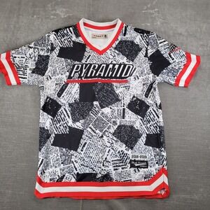 Black Pyramid Men's Newspaper Baseball Jersey Nightlife Streetwear Chris Brown